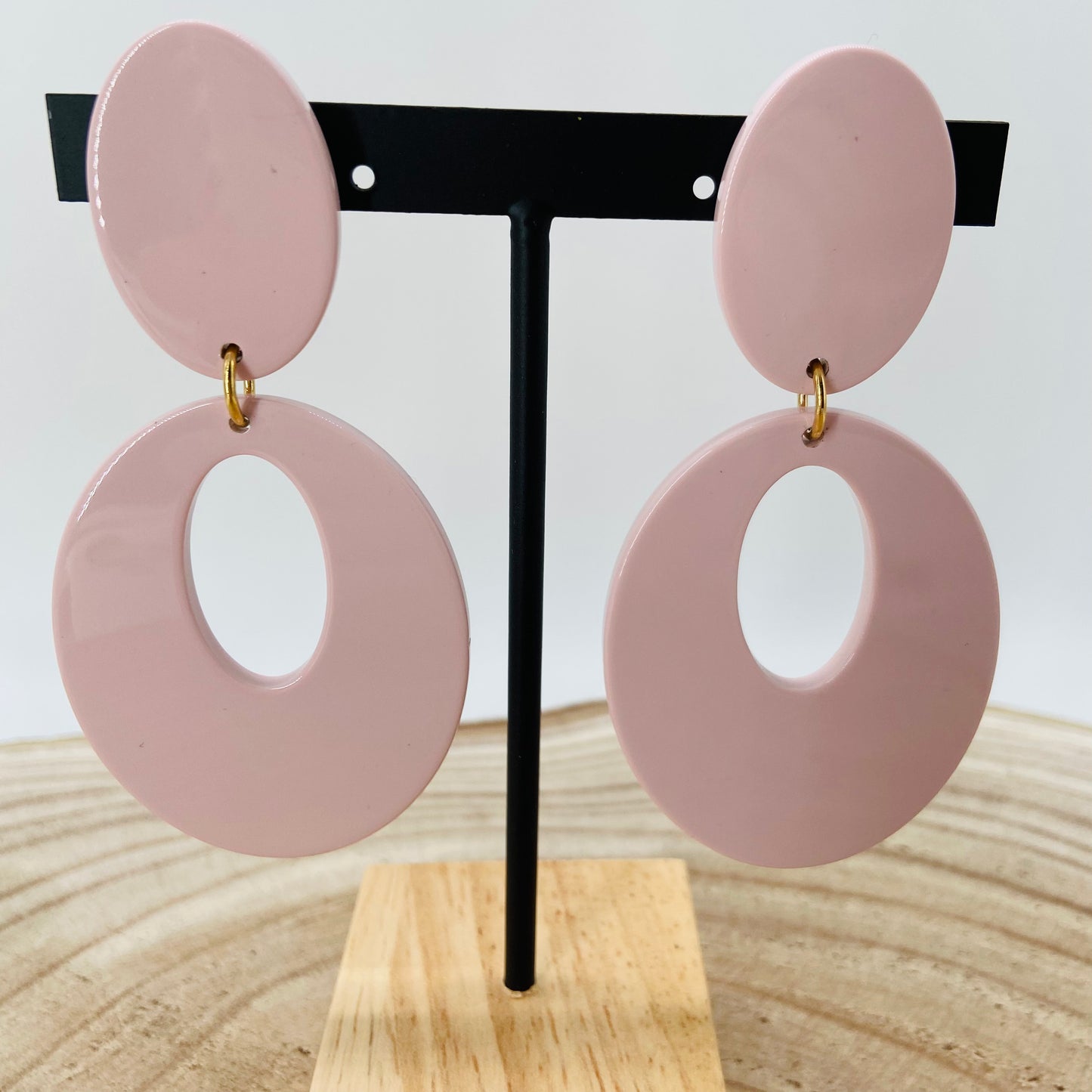 BOUCLES D'OREILLES roses créoles ovales - Francine BRAMLI