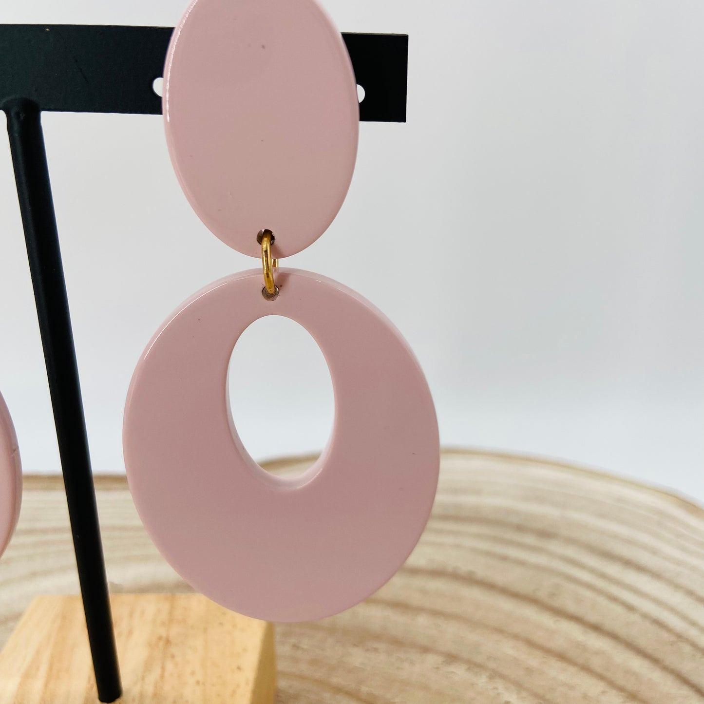 BOUCLES D'OREILLES roses créoles ovales - Francine BRAMLI