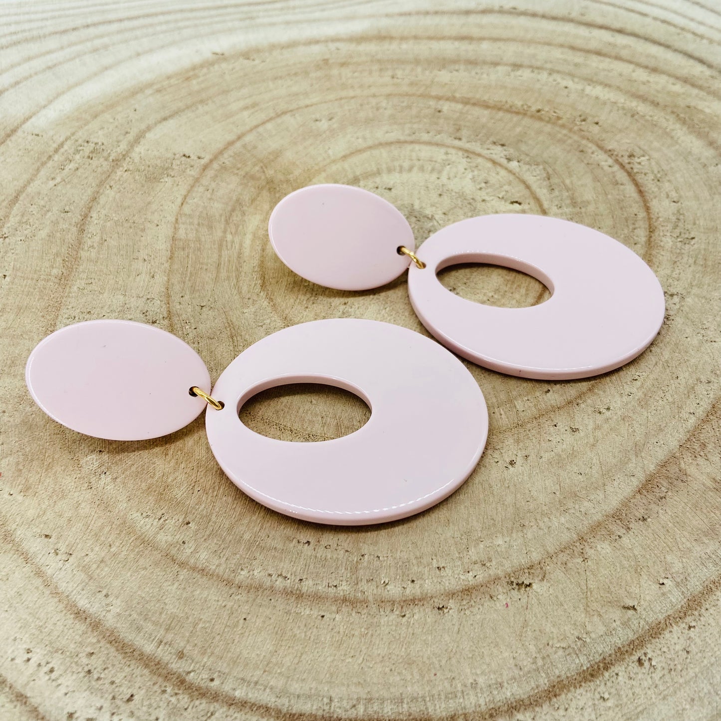 BOUCLES D'OREILLES roses créoles ovales - Francine BRAMLI