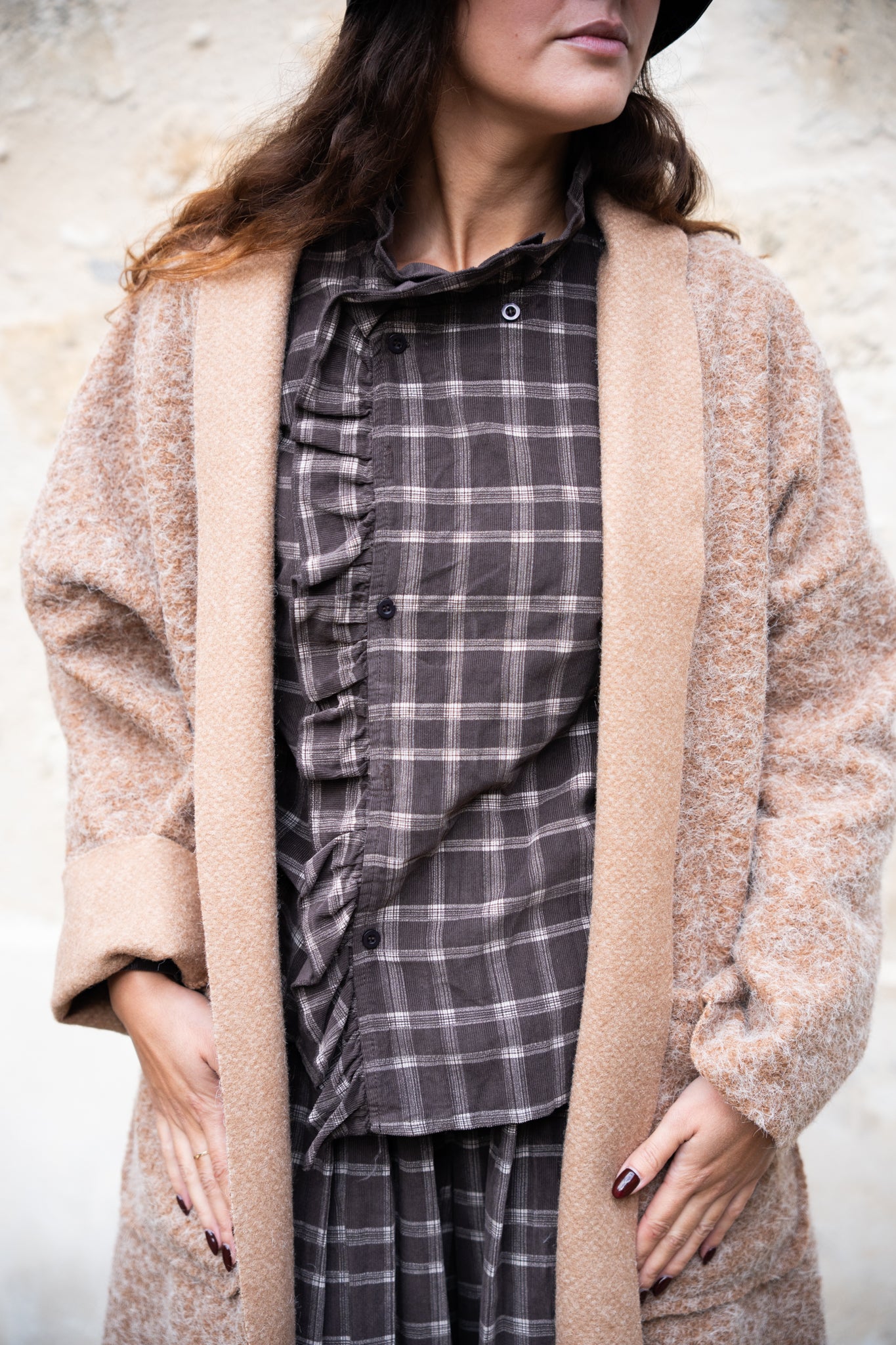 Chemise Col volanté Chocolat