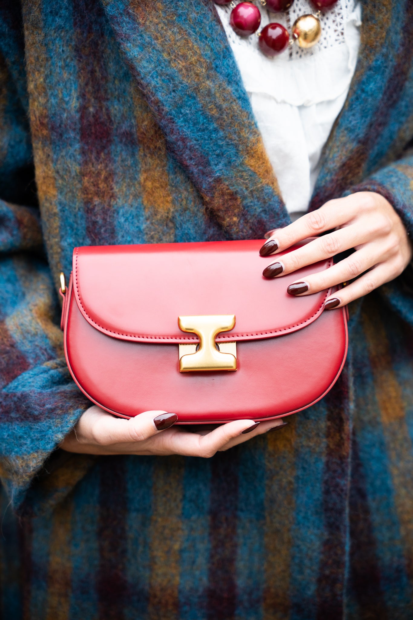 Manteau long à carreaux