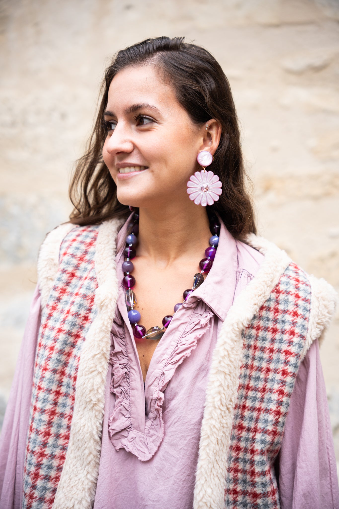 Gilet sans manche à carreaux