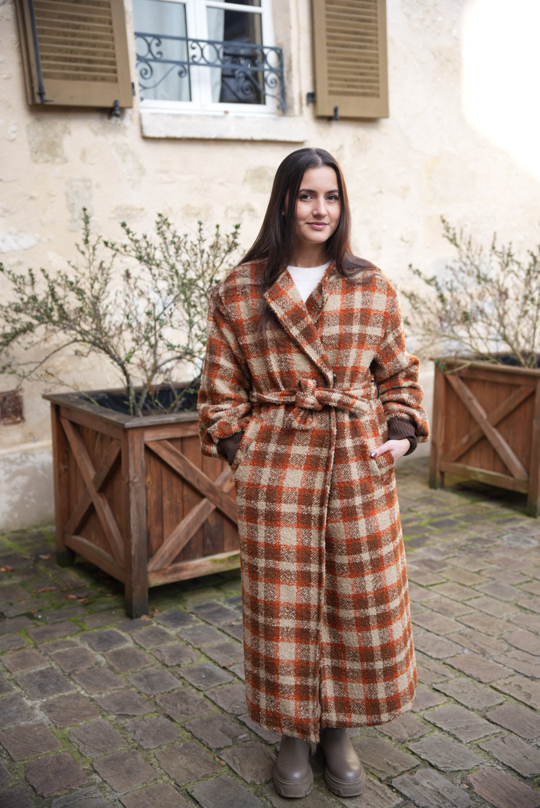Manteau long à carreaux - Johanna Paris