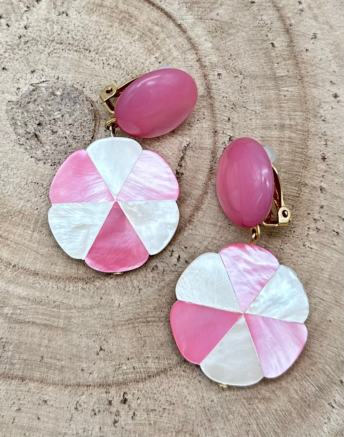 BOUCLES D'OREILLES ROSE - Francine BRAMLI
