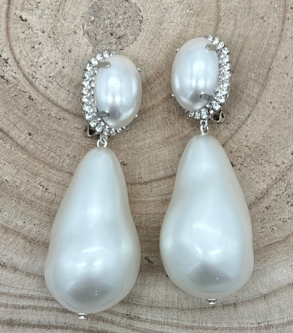 BOUCLES D'OREILLES ÉLÉMENTS SCINTILLANTS/ PERLES - Francine BRAMLI