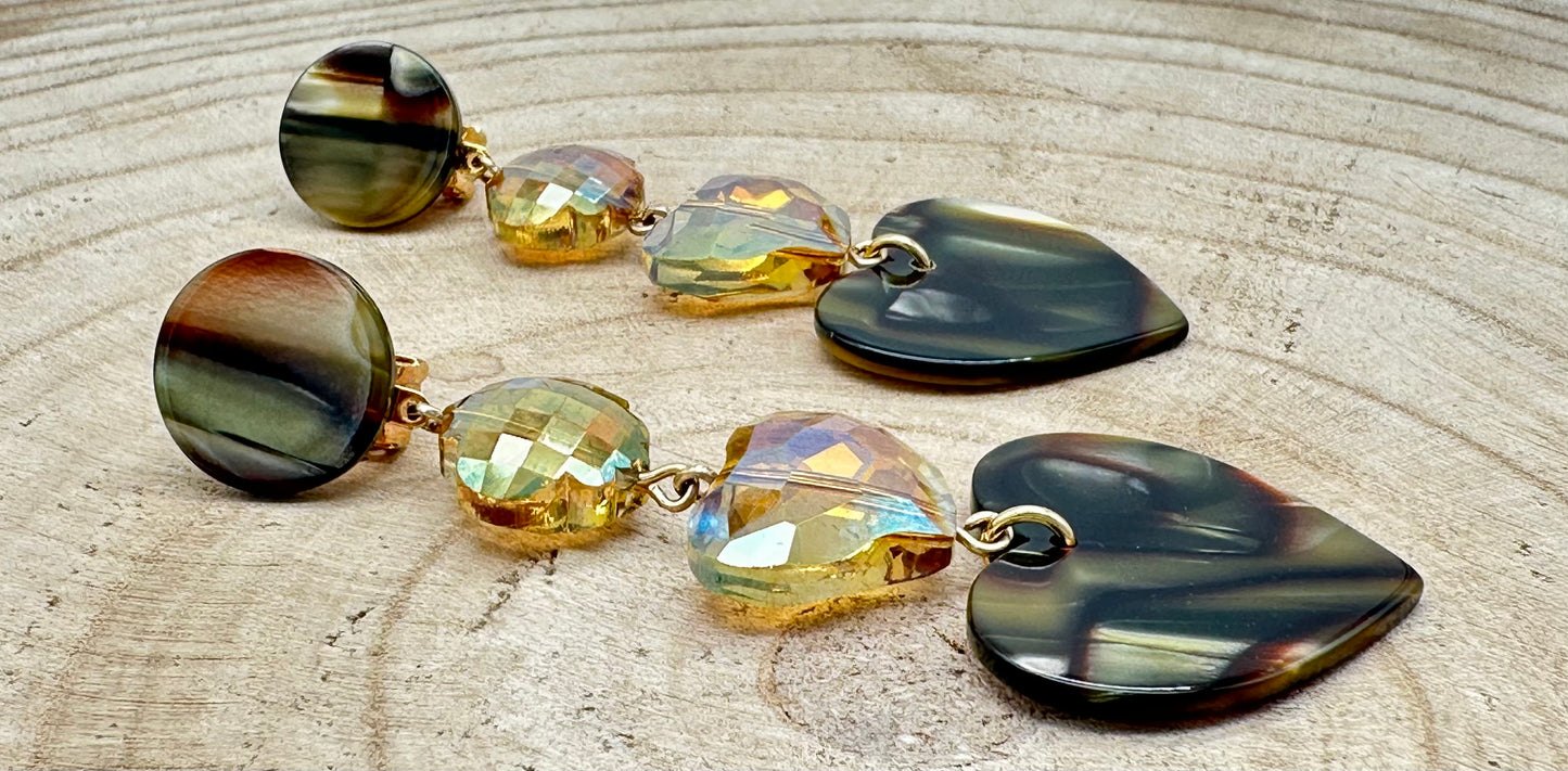 BOUCLES D'OREILLES COEURS ONYX - Francine BRAMLI