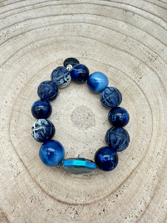 BRACELET ÉLASTIQUE PERLES FANTAISIE / ÉLÉMENTS SCINTILLANTS - Francine BRAMLI