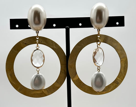 BOUCLES D'OREILLES ÉLÉMENTS SCINTILLANTS/ PERLES - Francine BRAMLI