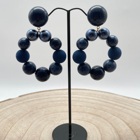 Boucles d'oreilles BASTILLE bleues - Francine BRAMLI