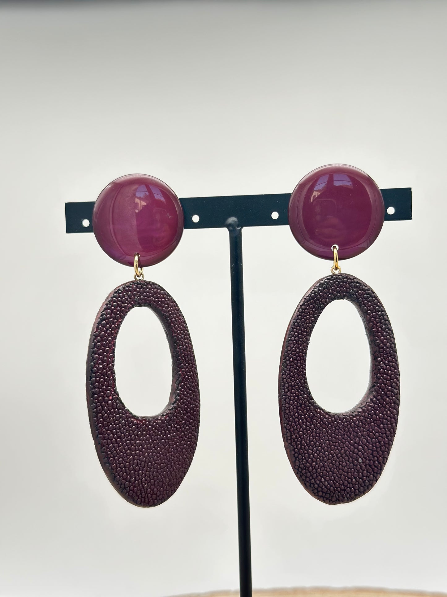 Boucles d’oreilles créoles galuchat  - Francine BRAMLI