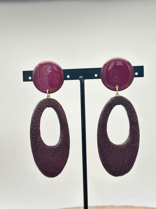 Boucles d’oreilles créoles galuchat  - Francine BRAMLI
