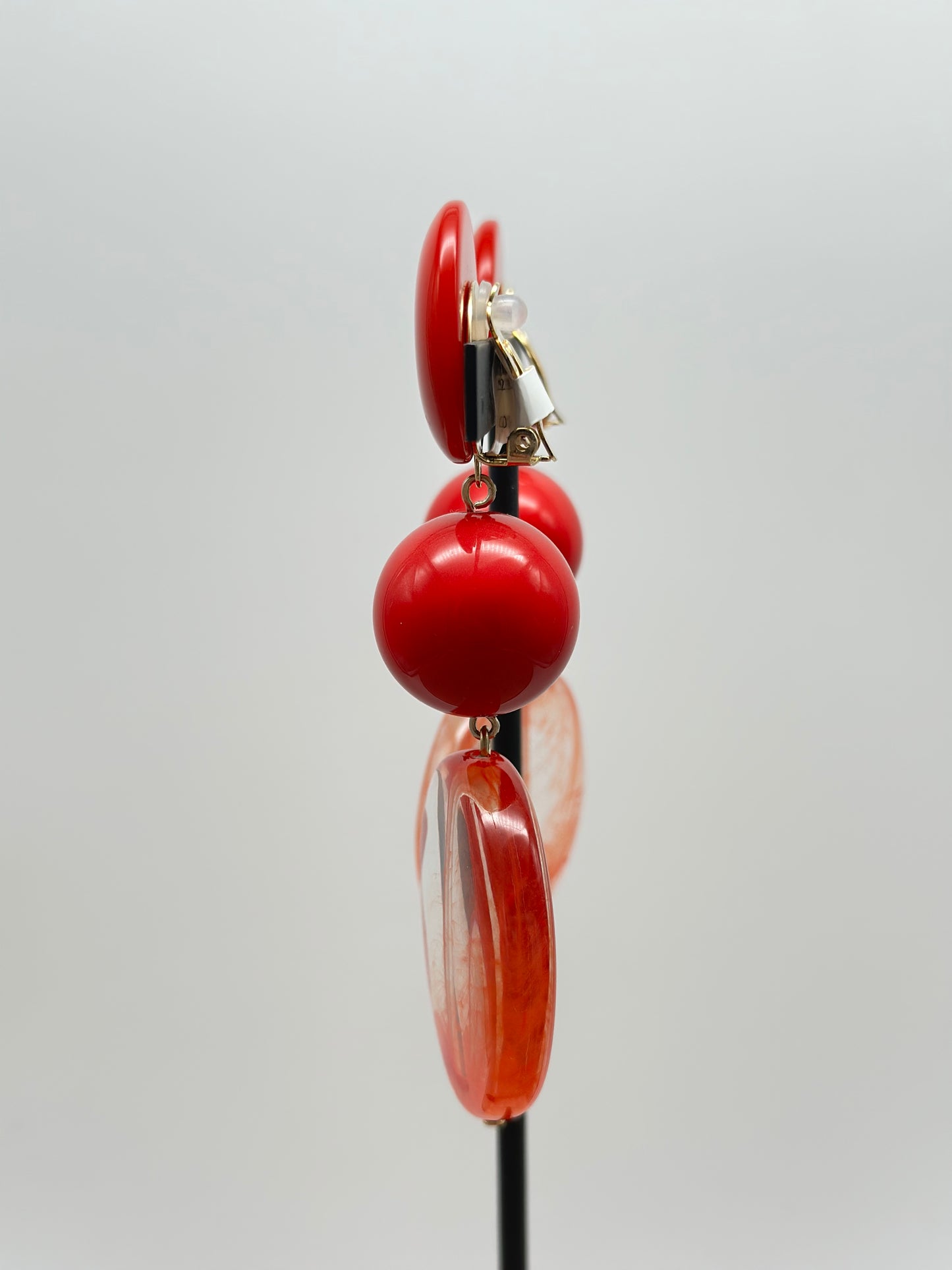 Boucles d’oreilles Evian rouge et perle rouge - Francine BRAMLI