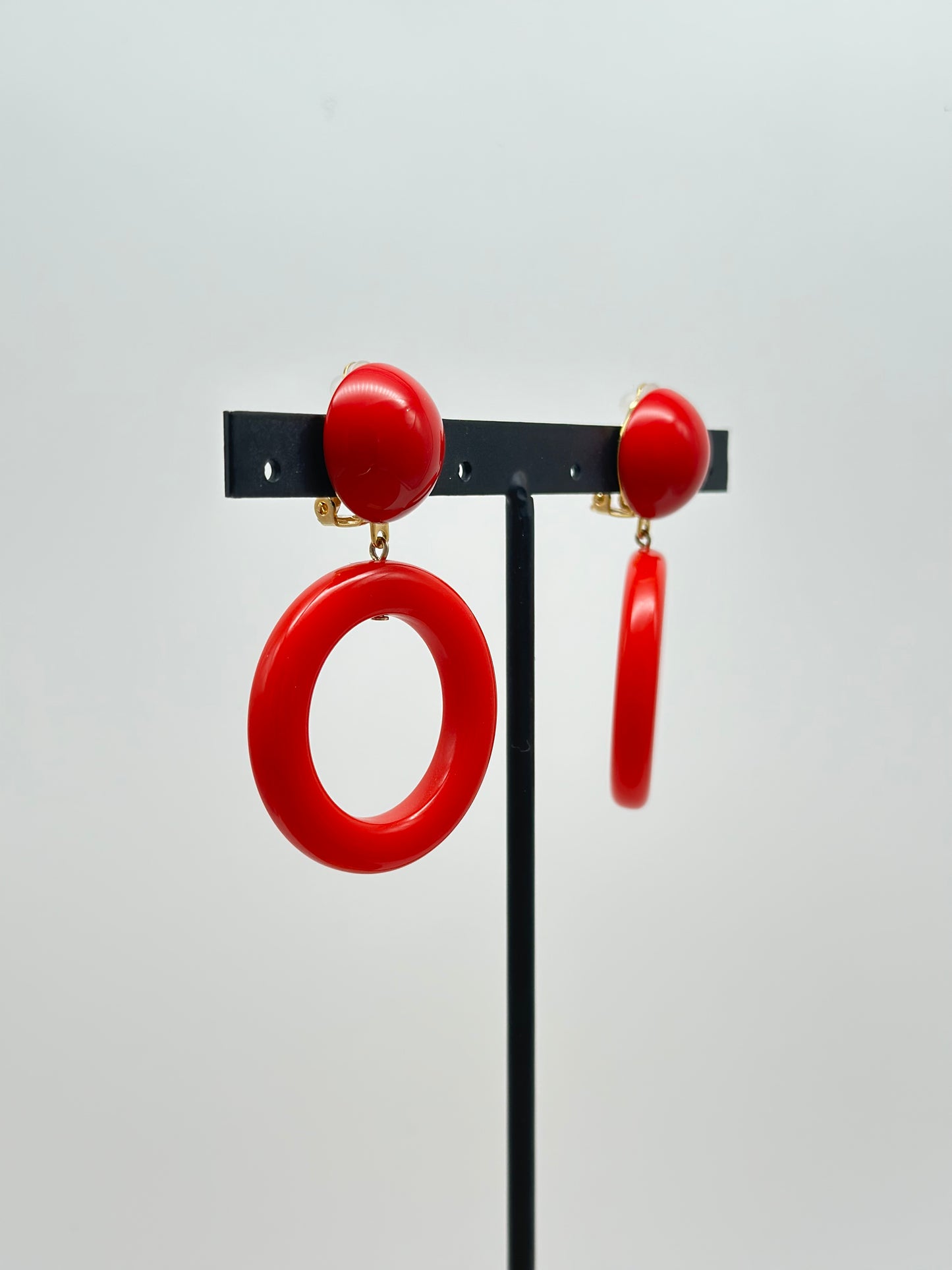 Boucles d’oreilles créole rouge - Francine BRAMLI