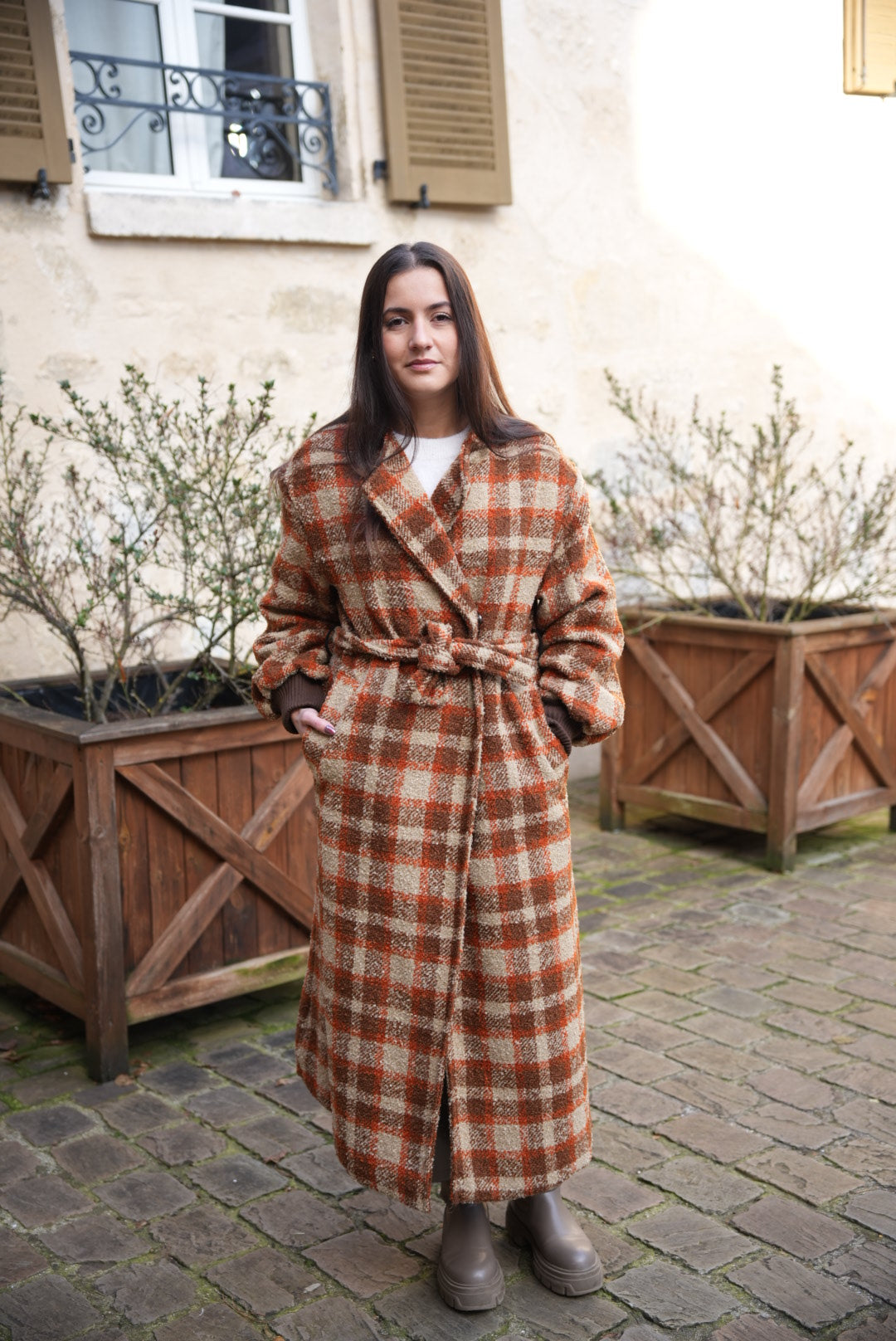 Manteau long à carreaux - Johanna Paris