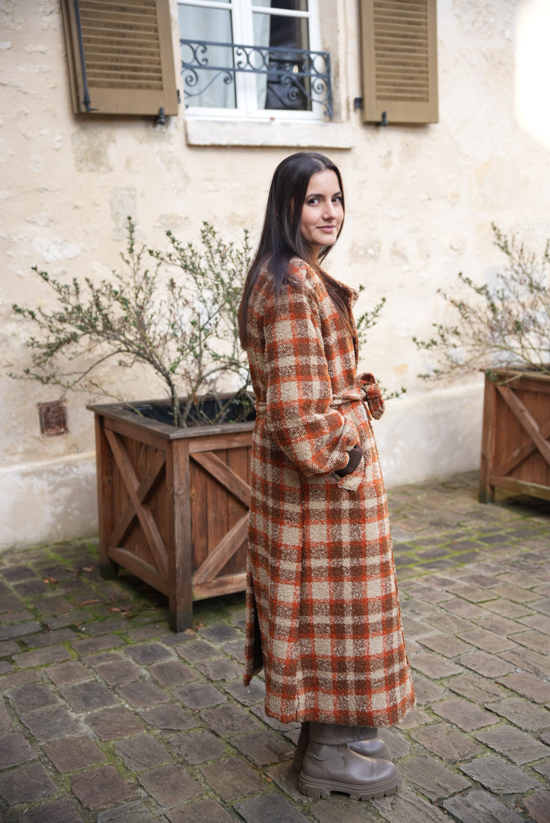Manteau long à carreaux - Johanna Paris