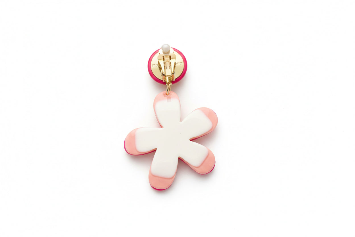 Boucles d’oreilles roses fleur strass - Francine BRAMLI