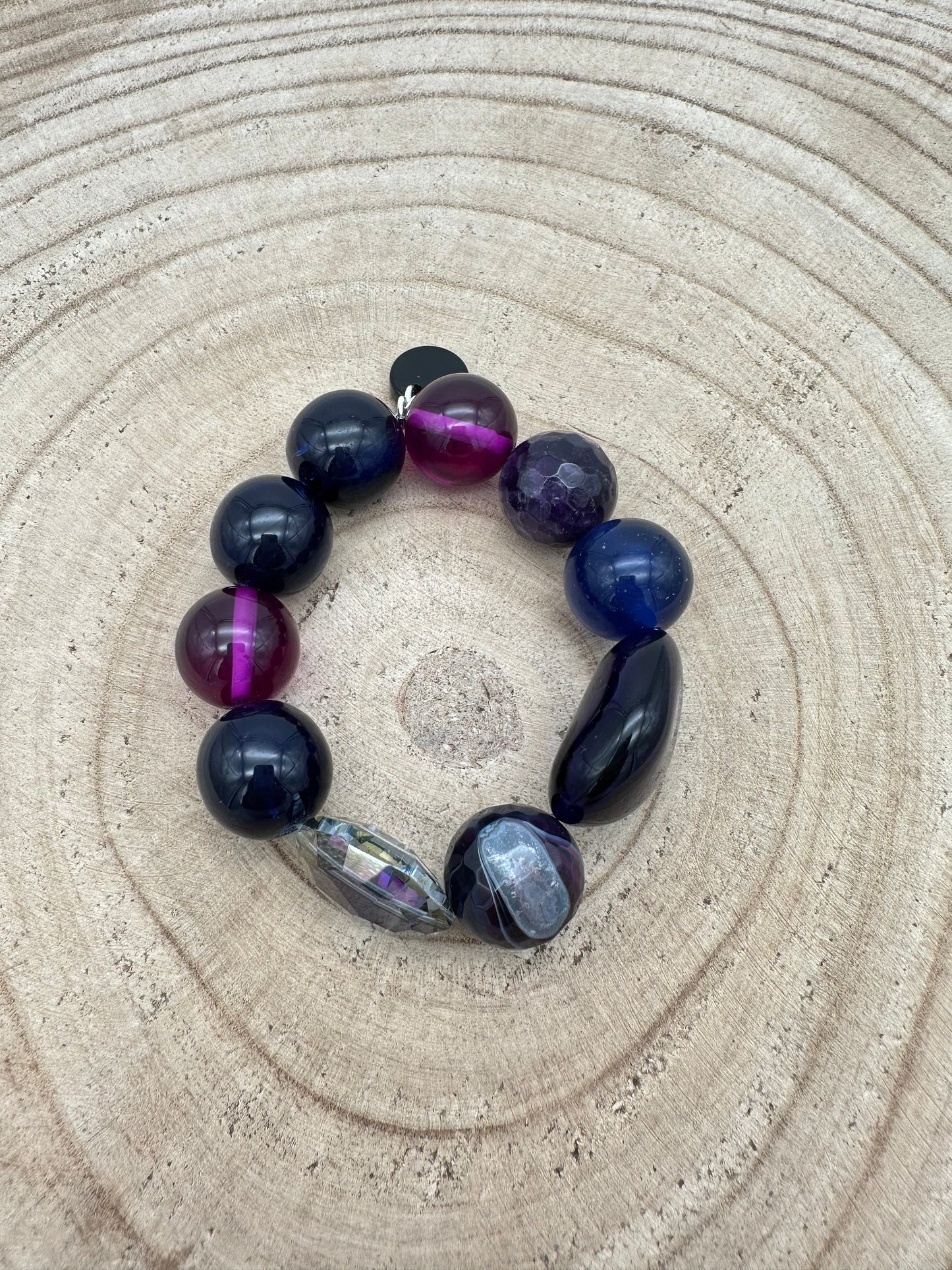 BRACELET ÉLASTIQUE PERLES FANTAISIE / ÉLÉMENTS SCINTILLANTS - Francine BRAMLI