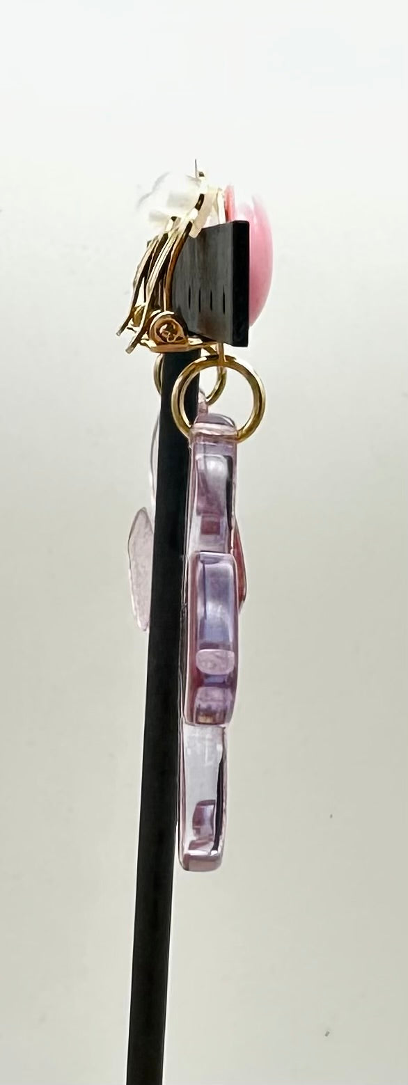 BOUCLES D'OREILLES ROSE - Francine BRAMLI