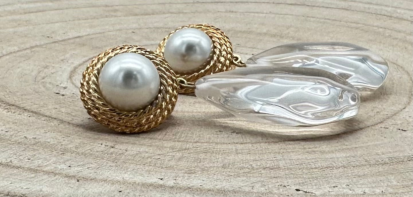 BOUCLES D'OREILLES ÉLÉMENTS SCINTILLANTS/ PERLES - Francine BRAMLI