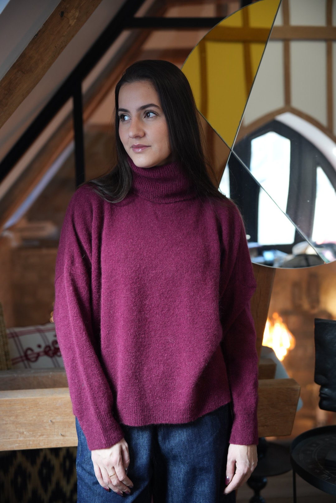 Pull col roulé