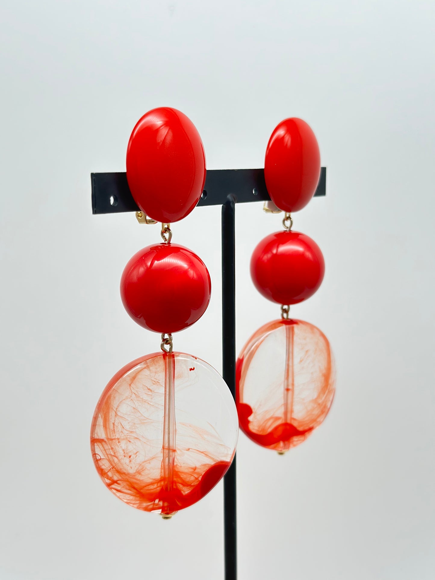 Boucles d’oreilles Evian rouge et perle rouge - Francine BRAMLI