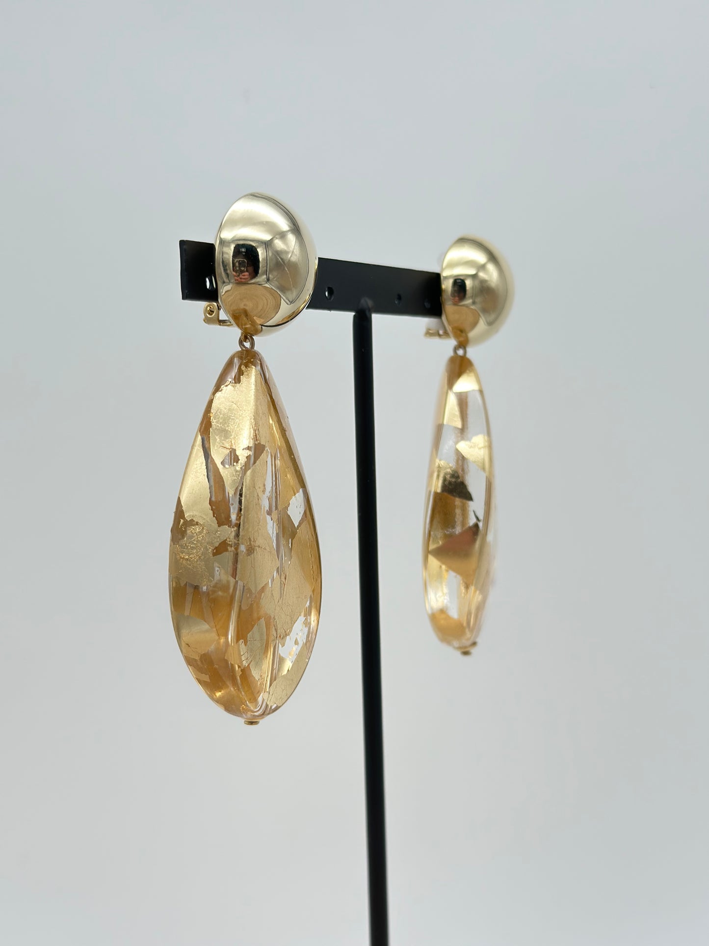 Boucles d’oreilles goutte feuille d’or - Francine BRAMLI