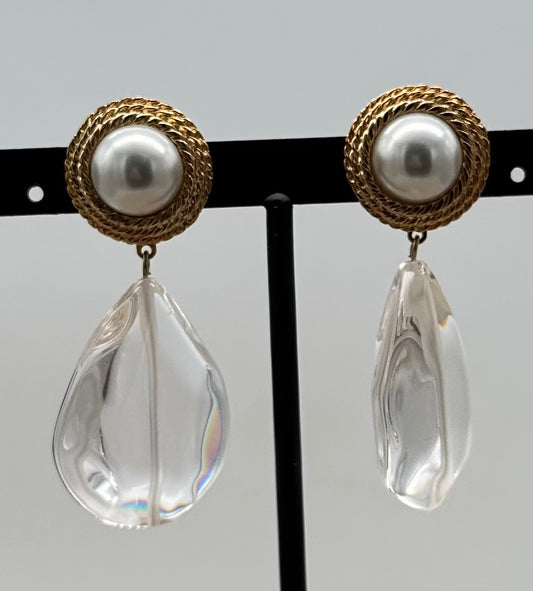 BOUCLES D'OREILLES ÉLÉMENTS SCINTILLANTS/ PERLES - Francine BRAMLI