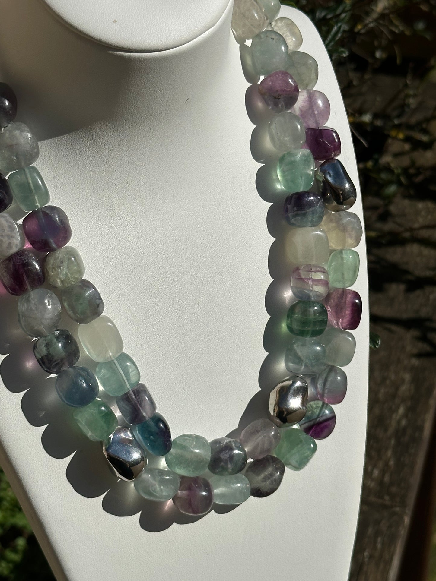 Collier perles vert et violet - Francine BRAMLI