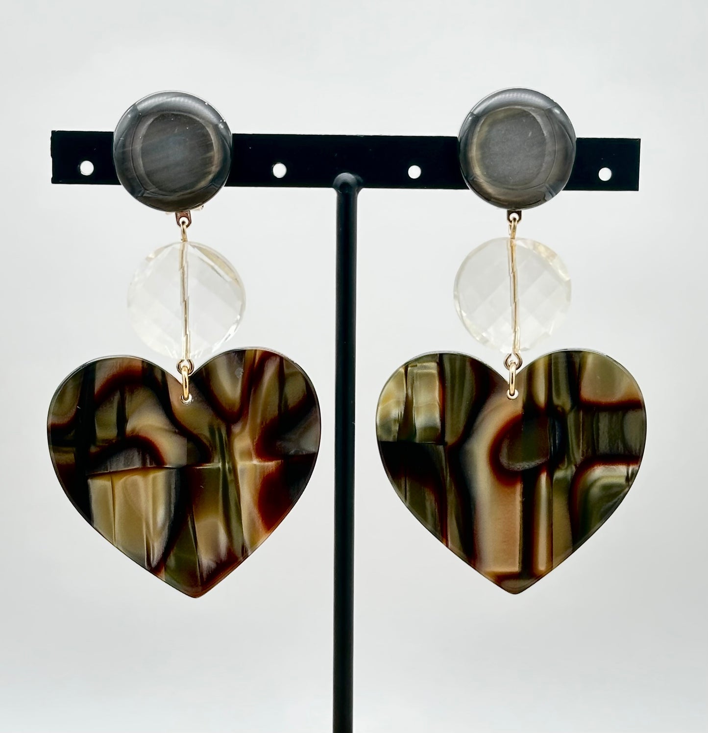 BOUCLES D'OREILLES COEURS ONYX - Francine BRAMLI