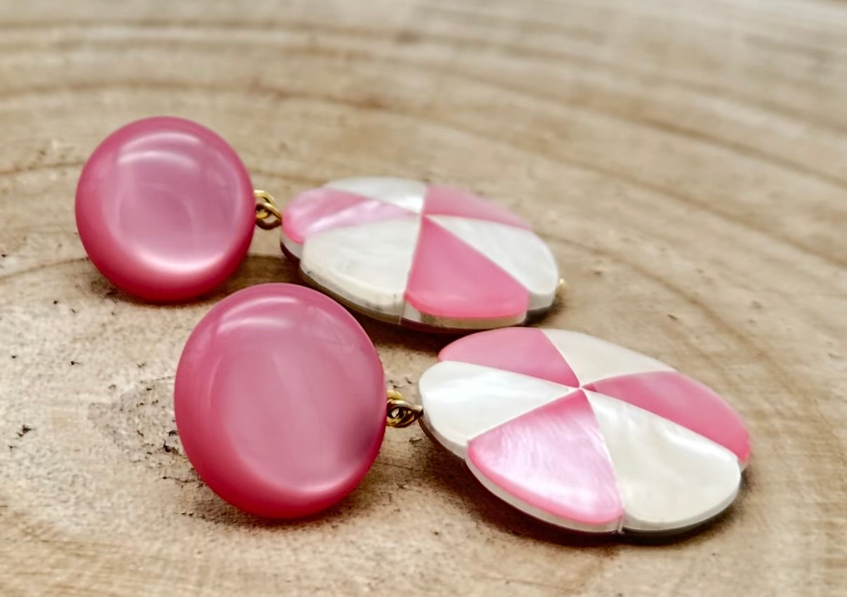 BOUCLES D'OREILLES ROSE - Francine BRAMLI