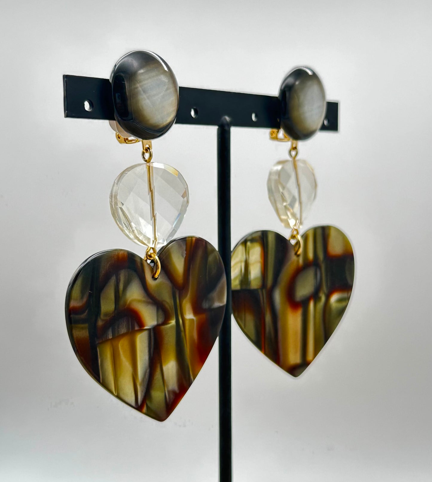 BOUCLES D'OREILLES COEURS ONYX - Francine BRAMLI