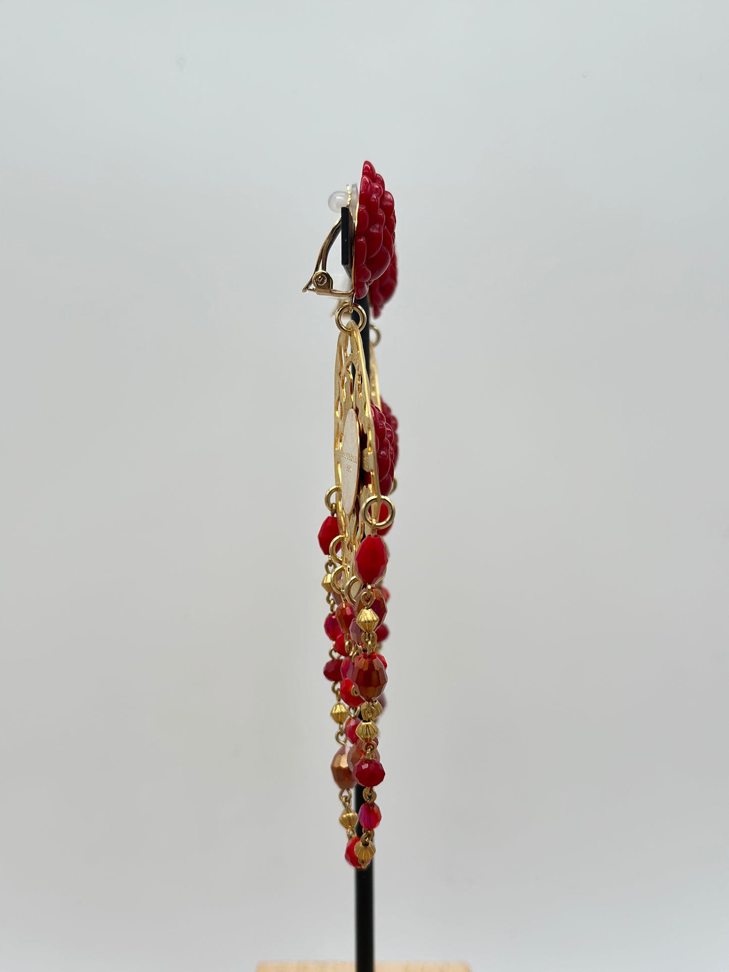Boucles d’oreilles pampilles et camélia- Francine BRAMLI
