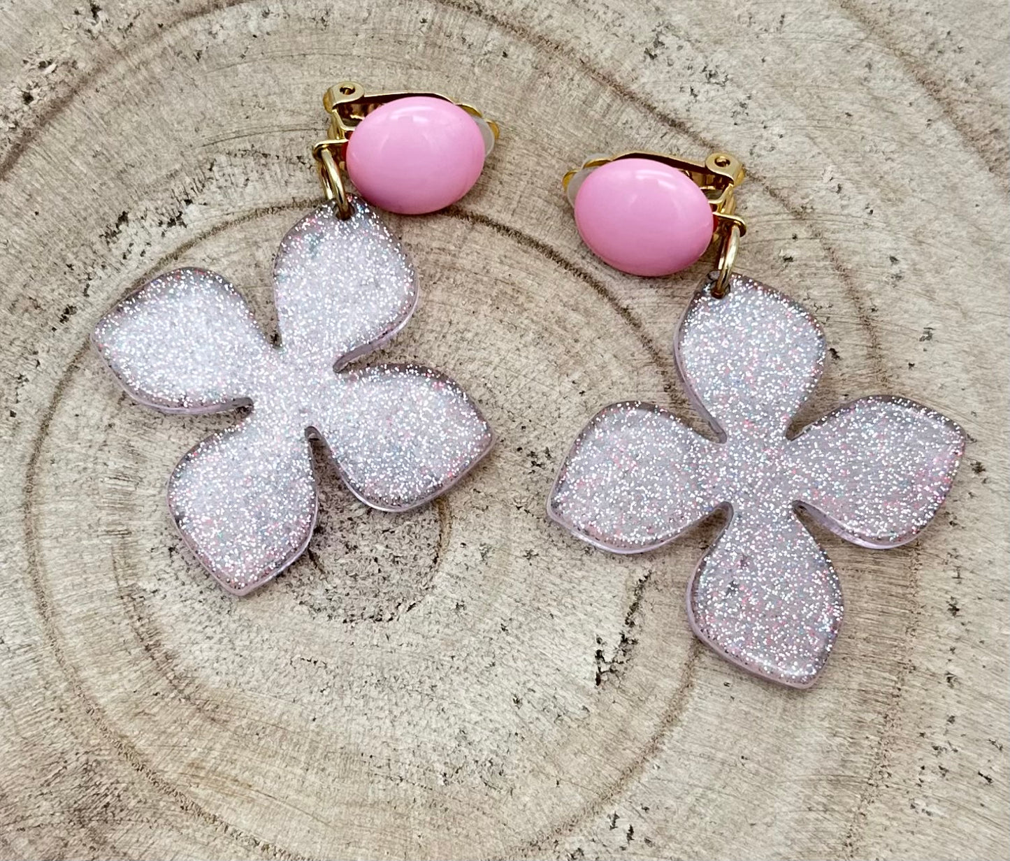 BOUCLES D'OREILLES ROSE - Francine BRAMLI