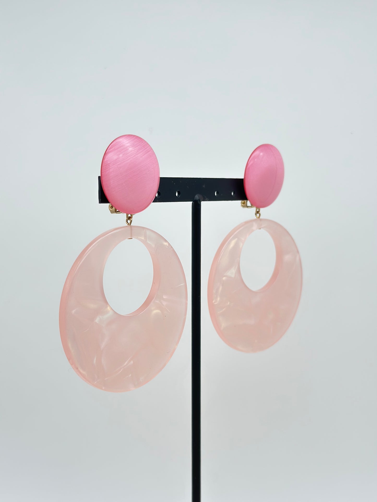 Boucles d’oreilles Arnica XL roses- Francine BRAMLI