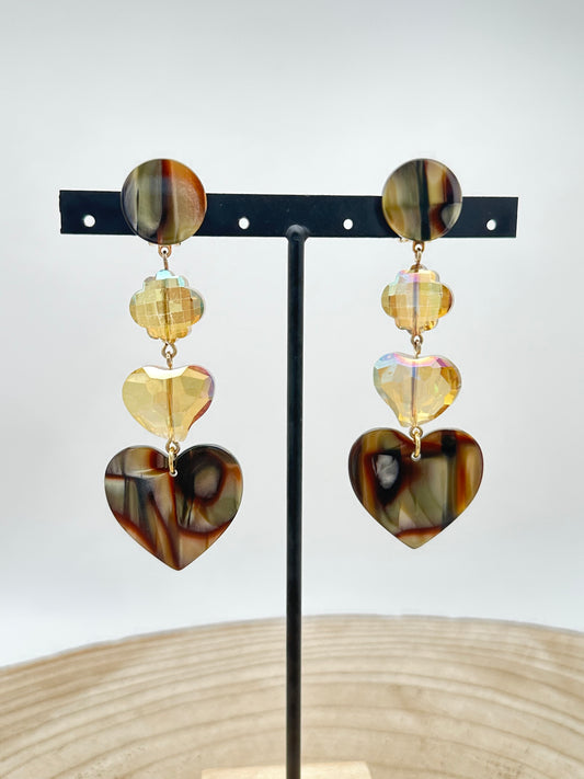 BOUCLES D'OREILLES COEURS ONYX - Francine BRAMLI