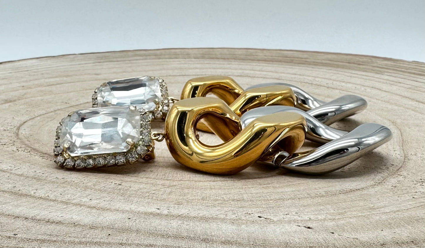 BOUCLES D'OREILLES ÉLÉMENTS SCINTILLANTS / MAILLONS - Francine BRAMLI