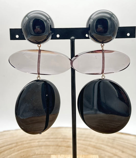 BOUCLES D'OREILLES NOIRE - Francine BRAMLI