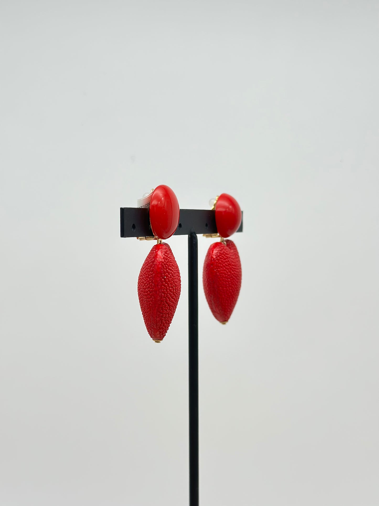 Boucles d’oreilles Galuchat cœur rouge - Francine BRAMLI