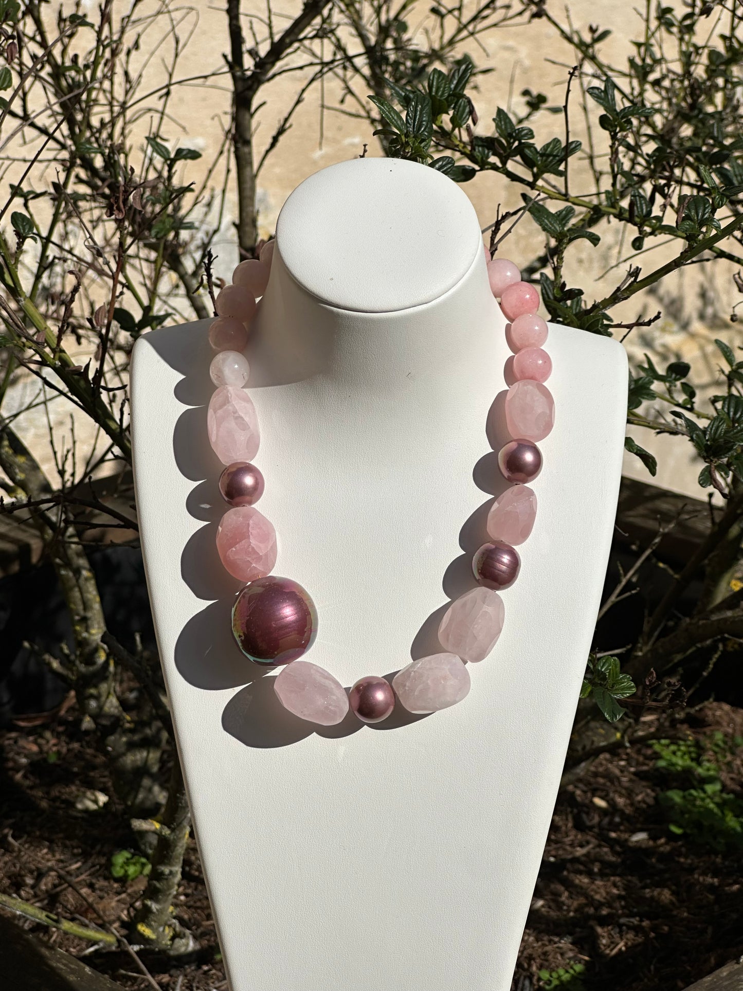 Collier rose pierres - Francine BRAMLI
