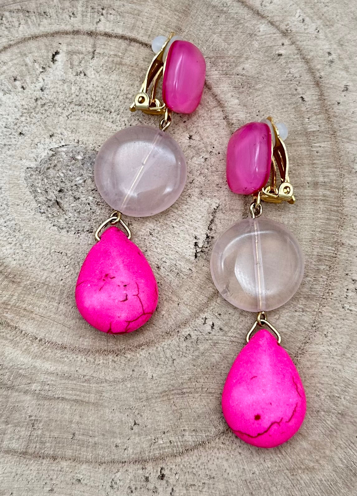BOUCLES D'OREILLES ROSE - Francine BRAMLI