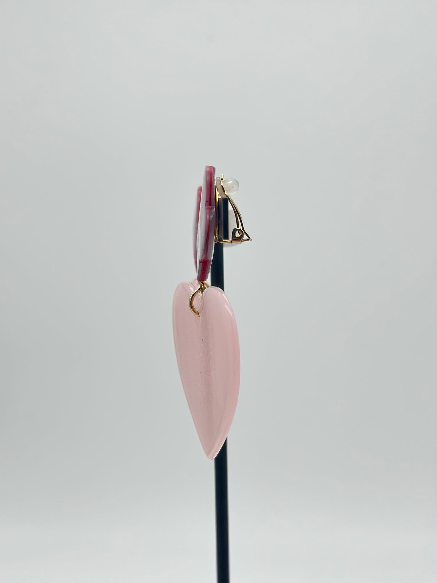 Boucles d’oreilles cœur rose et fleur - Francine BRAMLI