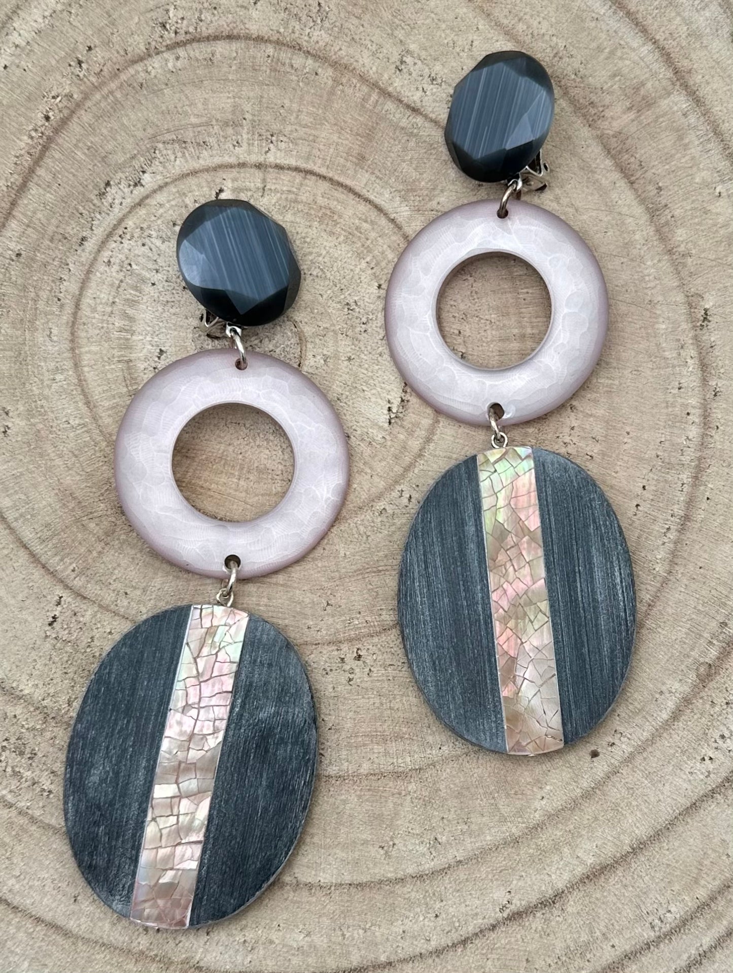 BOUCLES D'OREILLES GRISE - Francine BRAMLI