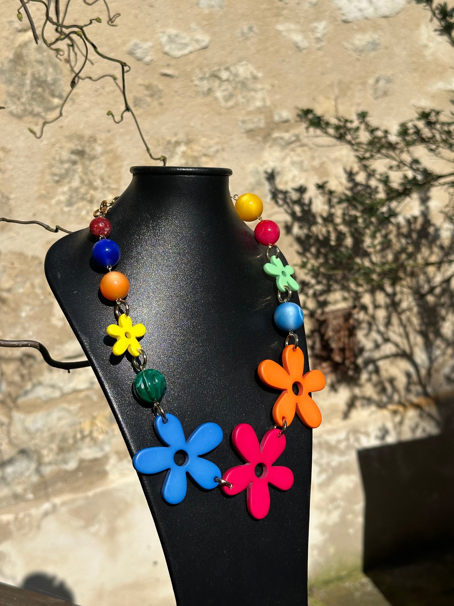 Collier fleur multicolore - Francine BRAMLI