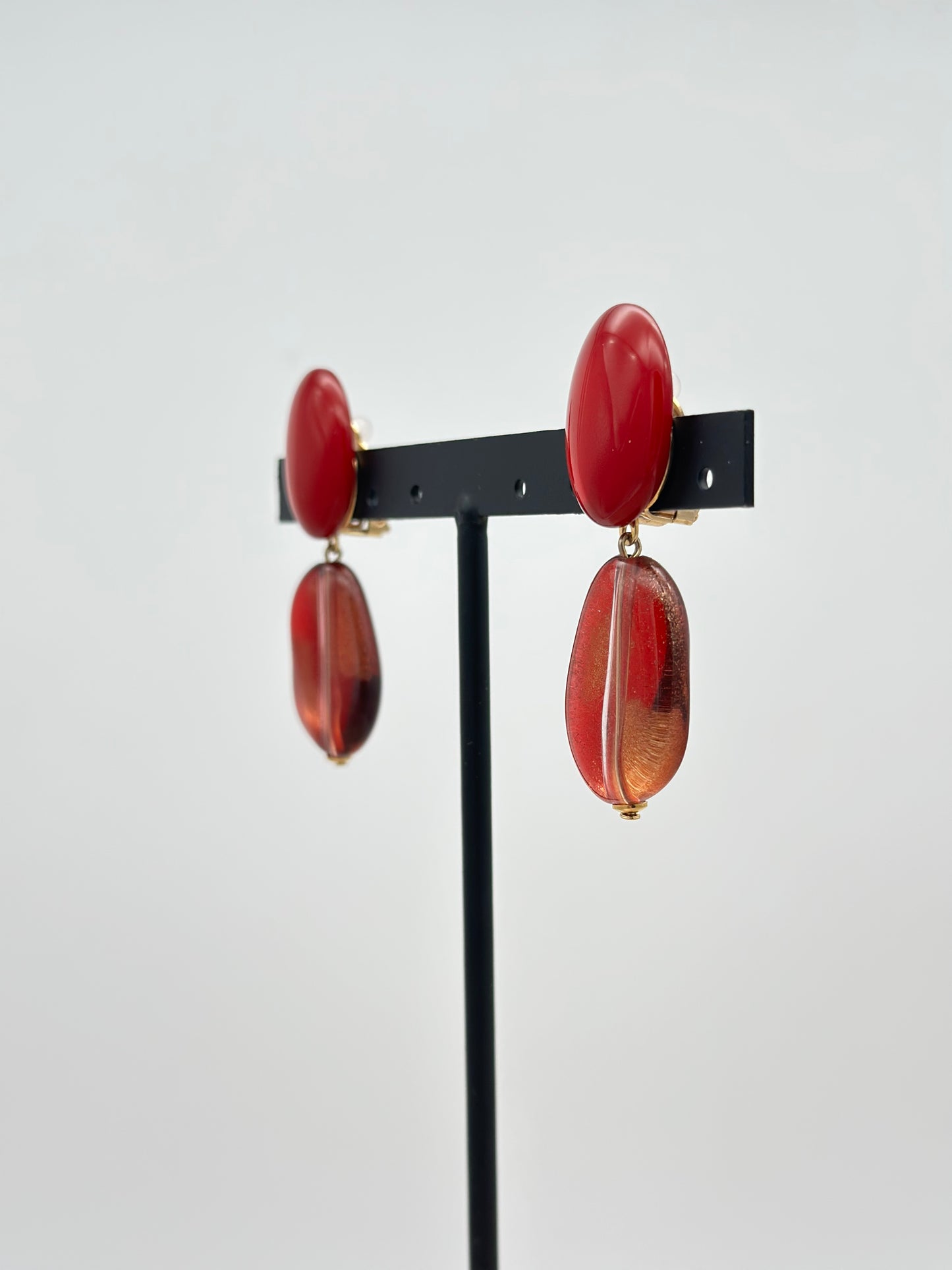 Boucles d’oreilles rouges gouttes - Francine BRAMLI