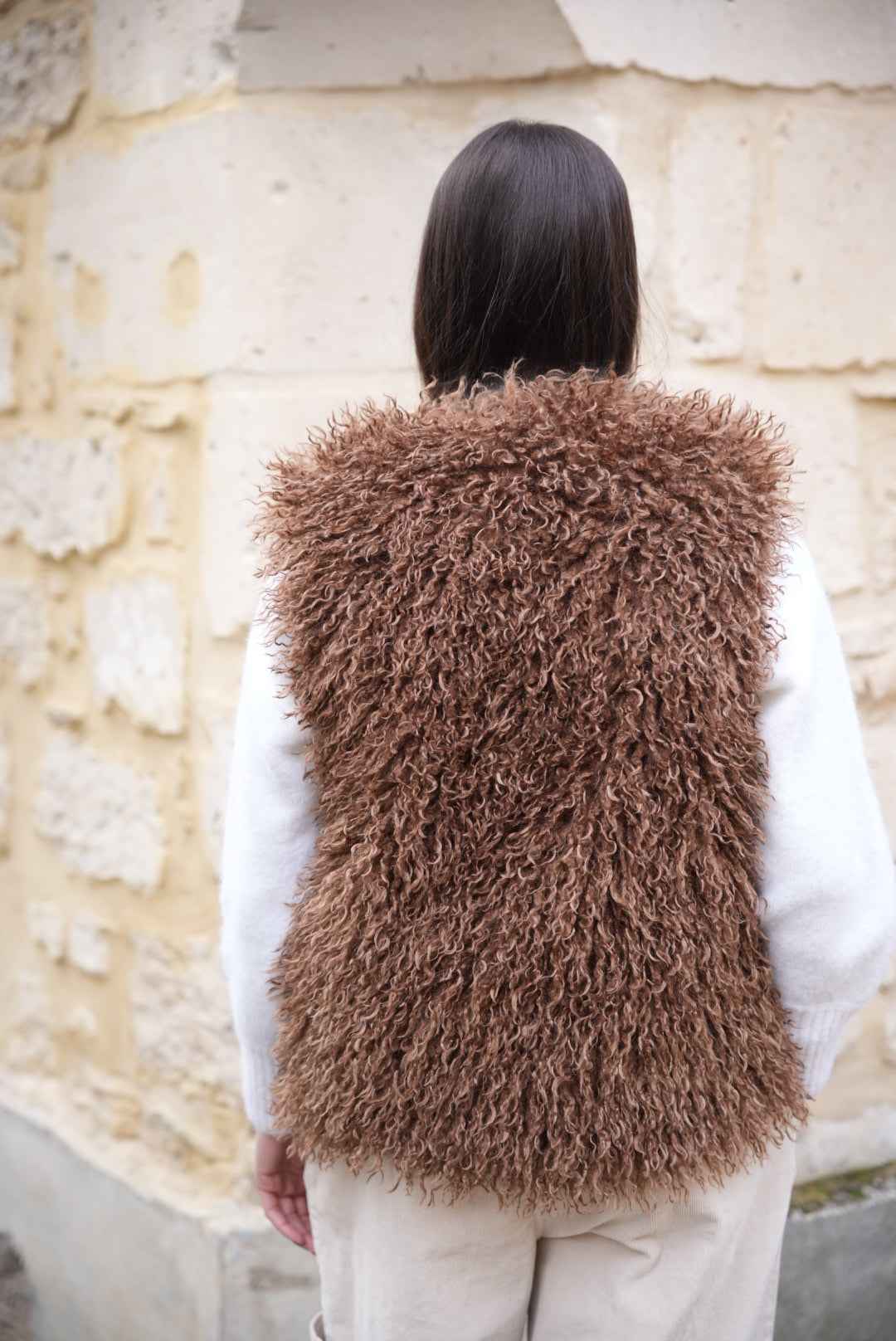 Veste sans manches fausse fourrure