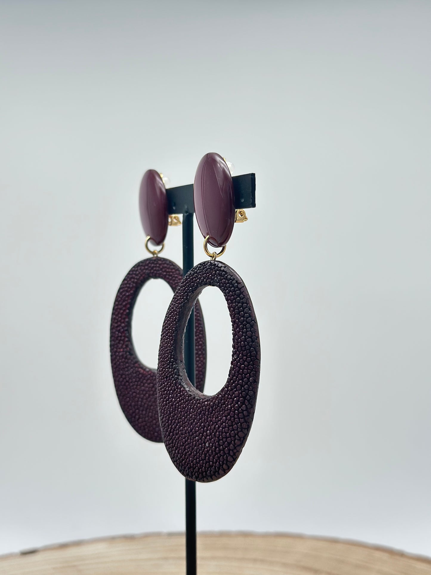 Boucles d’oreilles créoles galuchat  - Francine BRAMLI