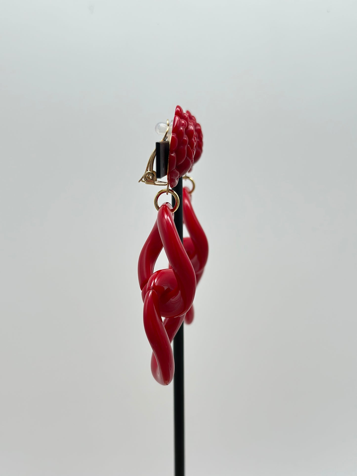 Boucles d’oreilles maillons rouges- Francine BRAMLI