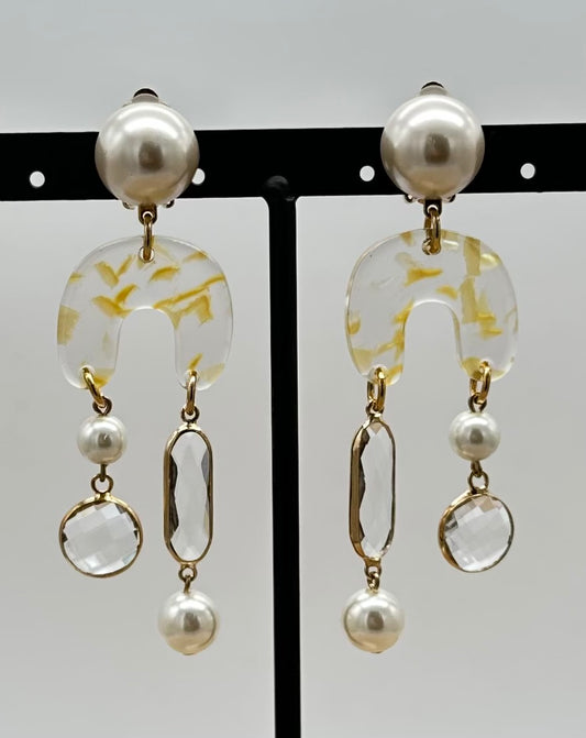 BOUCLES D'OREILLES ÉLÉMENTS SCINTILLANTS / PERLES - Francine BRAMLI