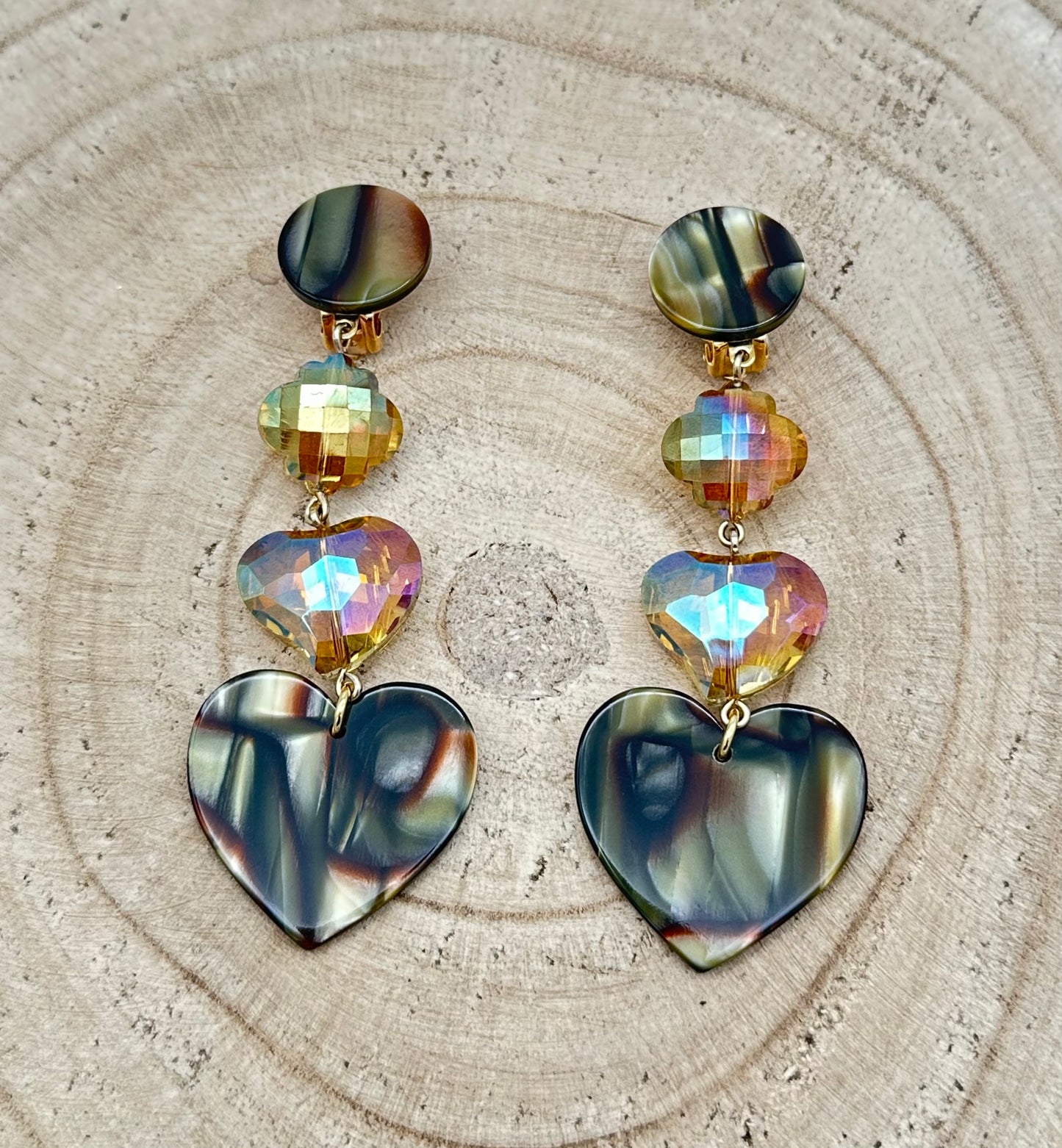 BOUCLES D'OREILLES COEURS ONYX - Francine BRAMLI