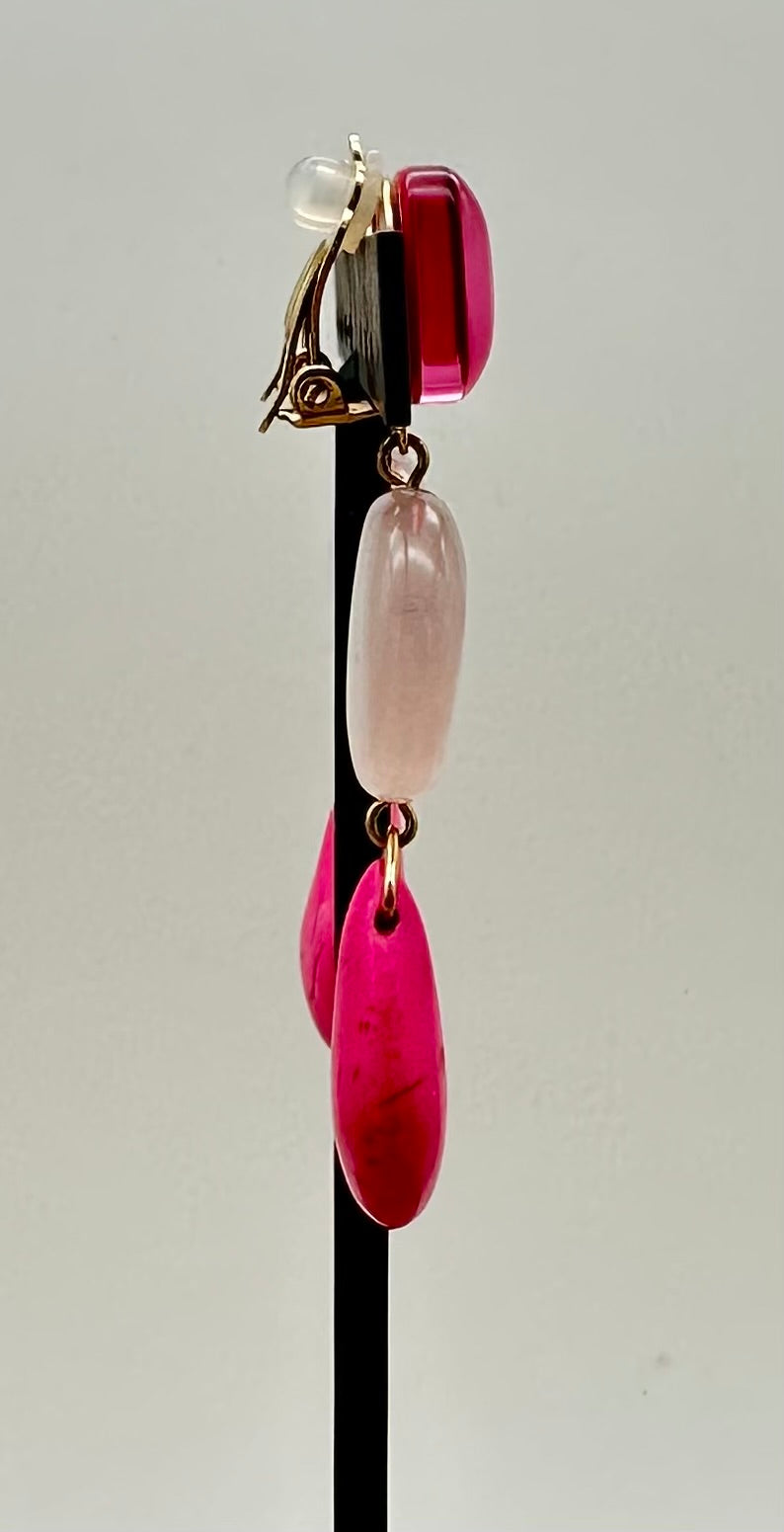 BOUCLES D'OREILLES ROSE - Francine BRAMLI